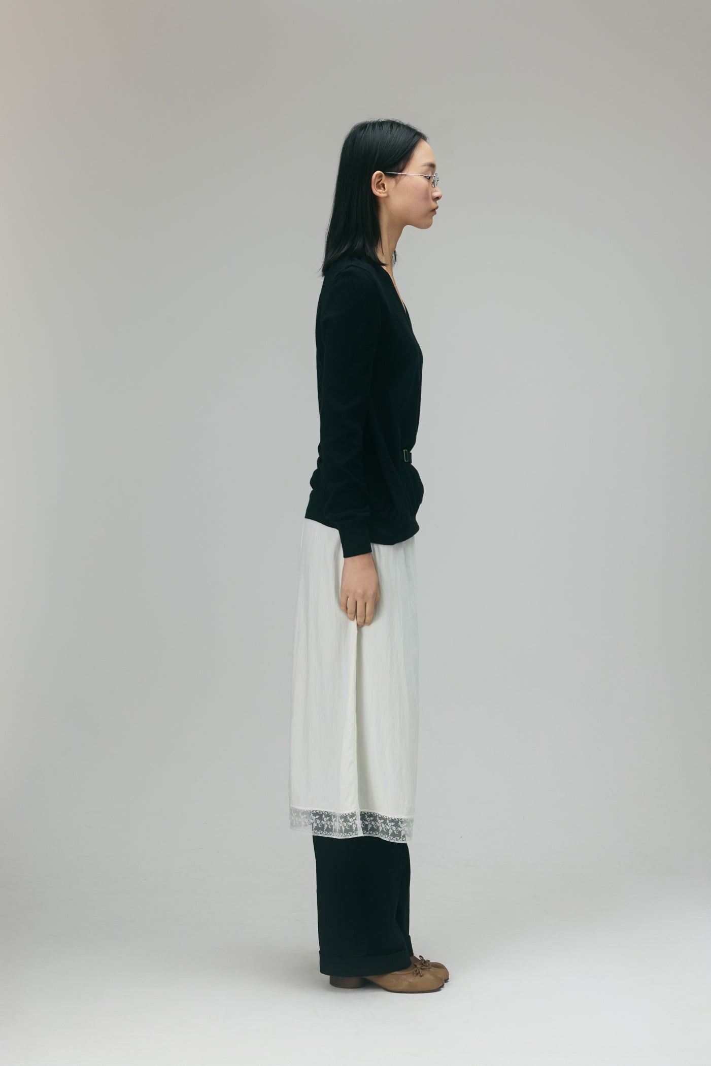 Maison Margiela Cinched Waist V-Neck Sweater