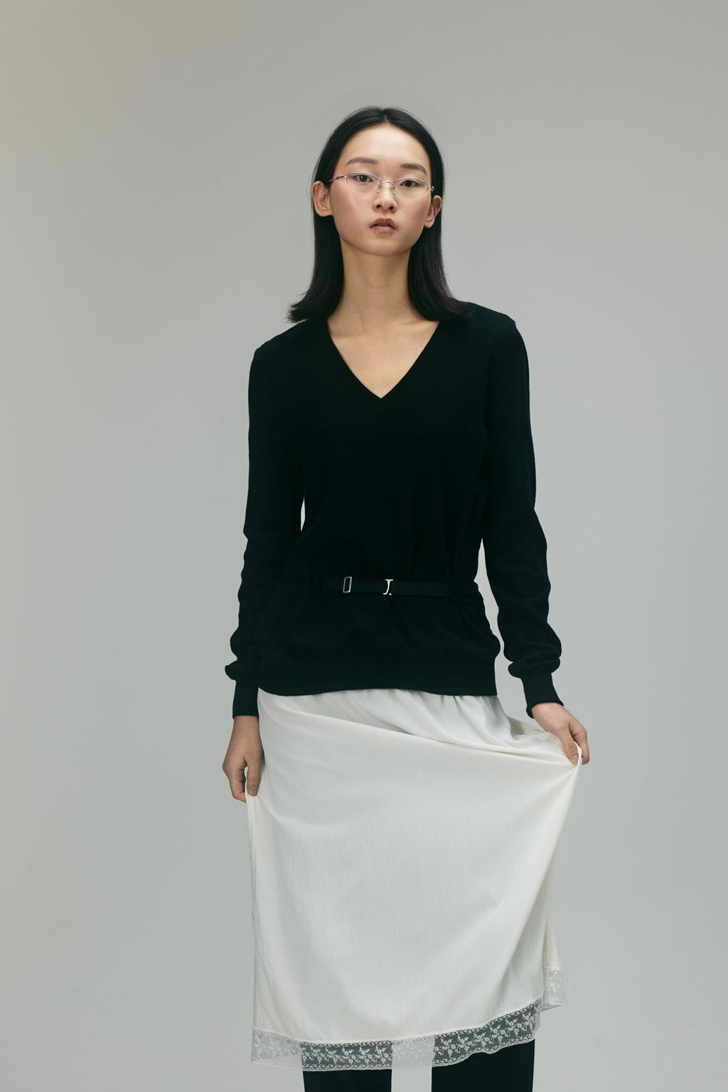 Maison Margiela Cinched Waist V-Neck Sweater