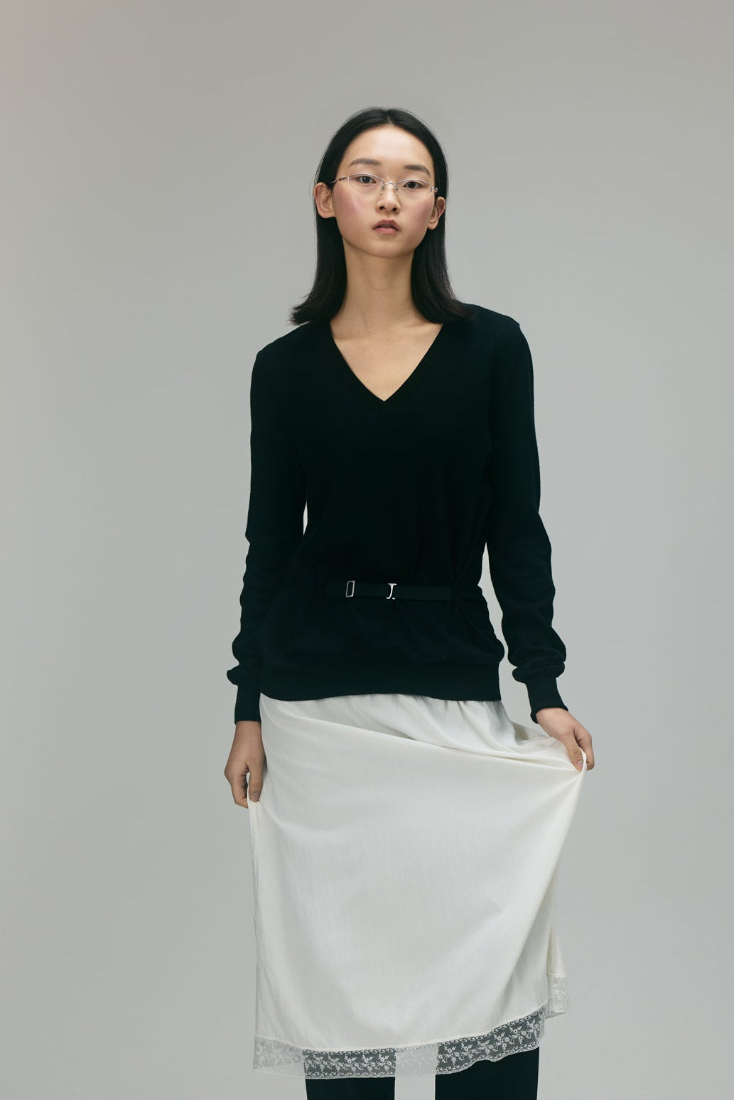 Maison Margiela Cinched Waist V-Neck Sweater