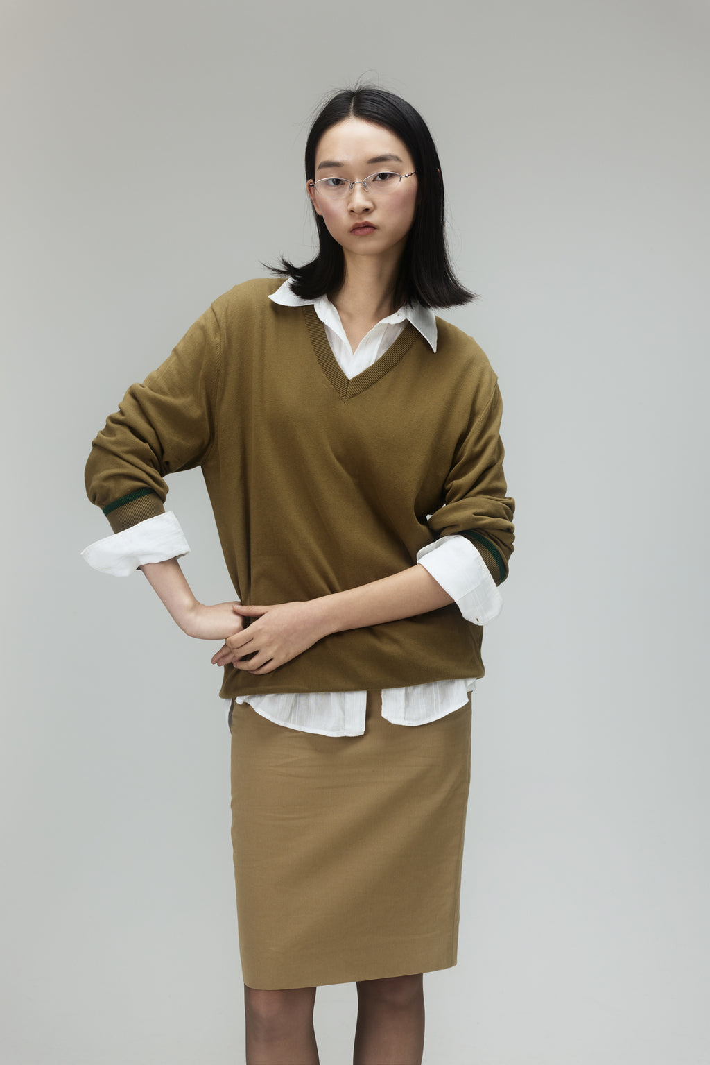 Maison Margiela V-Neck Contrast Trim Sweater