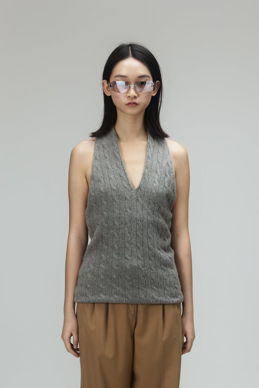 Ralph Lauren Cashmere V-Neck Cable Vest